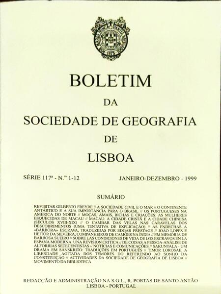 BOLETIM DA SOCIEDADE DE GEOGRAFIA DE LISBOA, N.Âº 1-12, JANEIRO-DEZEMBRO 1999.