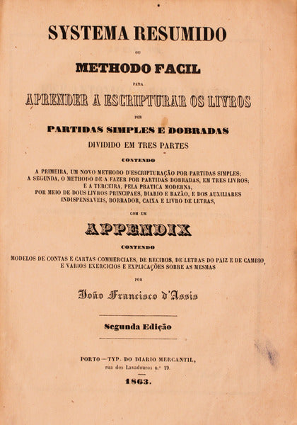 SYSTEMA RESUMIDO OU METHODO FACIL PARA APRENDER A ESCRIPTURAR OS LIVROS.