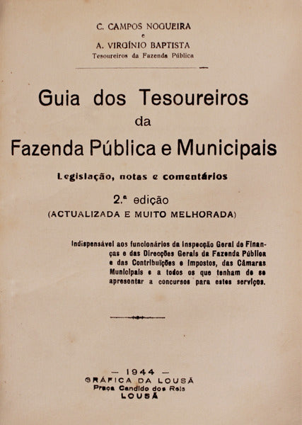 GUIA DOS TESOUREIROS DA FAZENDA PÃšBLICA E MUNICIPAIS.
