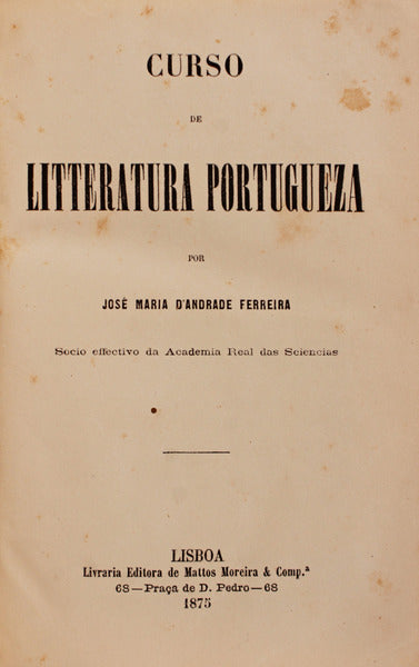 CURSO DE LITTERATURA PORTUGUEZA.