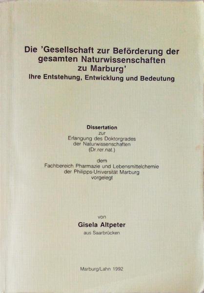 GESELLSCHAFT ZUR BEFORDERUNG DER GESAMTEN NATURWISSENSCHAFTEN ZU MARBURG.