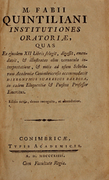 M. FABII QUINTILIANI INSTITUTIONES ORATORIAE,