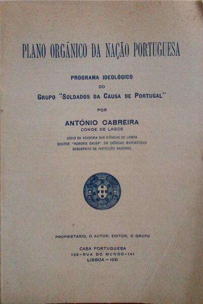 PLANO ORGÃ‚NICO DA NAÃ‡ÃƒO PORTUGUESA.