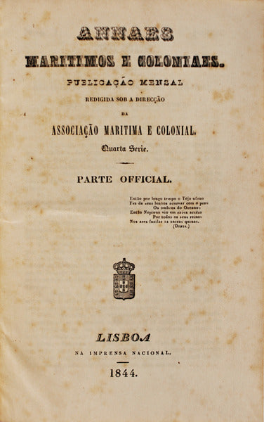 ANNAES MARITIMOS E COLINAES. [4Âª SÃ©rie]