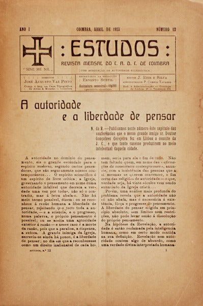 ESTUDOS. REVISTA MENSAL DO C.A.D.C. DE COIMBRA. [N.Âº 1-12, excepto NÂº2]