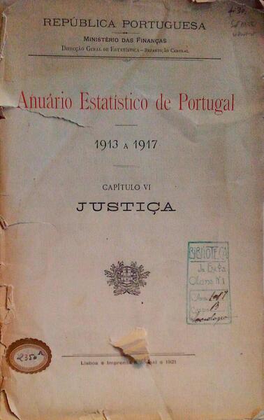 ANUÃRIO ESTATÃSTICO DE PORTUGAL 1913 A 1917.