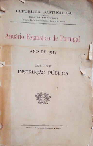 ANUÃRIO ESTATÃSTICO DE PORTUGAL, ANO DE 1917.