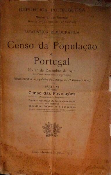 CENSO DA POPULAÃ‡ÃƒO DE PORTUGAL NO 1.Âº DE DEZEMBRO DE 1911, PARTE VI.