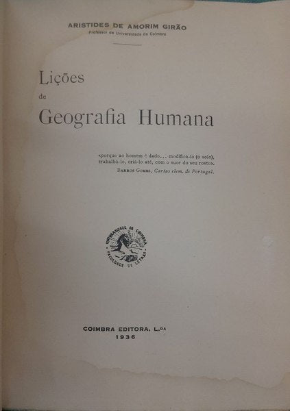LIÃ‡Ã•ES DE GEOGRAFIA HUMANA.