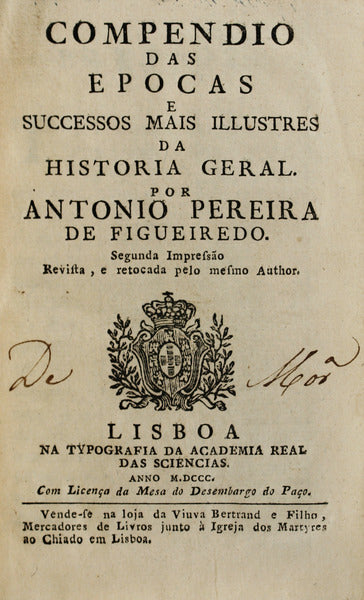 COMPENDIO DAS EPOCAS E SUCESSOS MAIS ILLUSTRES DA HISTORIA GERAL.