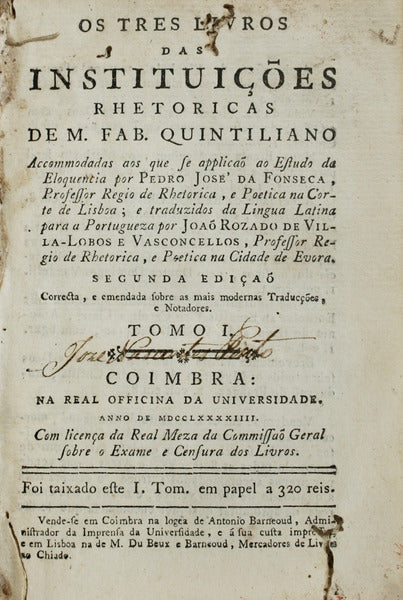 OS TRES LIVROS DAS INSTITUÃ‡Ã•ES RHETORICAS