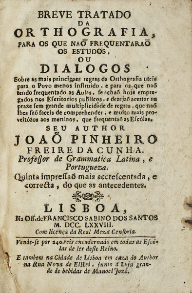 BREVE TRATADO DA ORTHOGRAFIA,