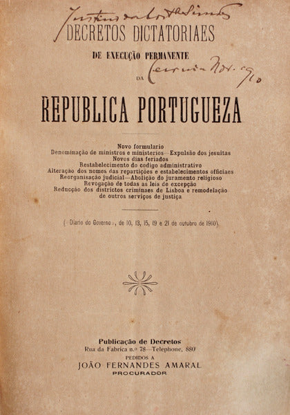 LEGISLAÃ‡ÃƒO, LEIS, DECRETOS E PORTARIAS DA RÃˆPÃšBLICA PORTUGUESA