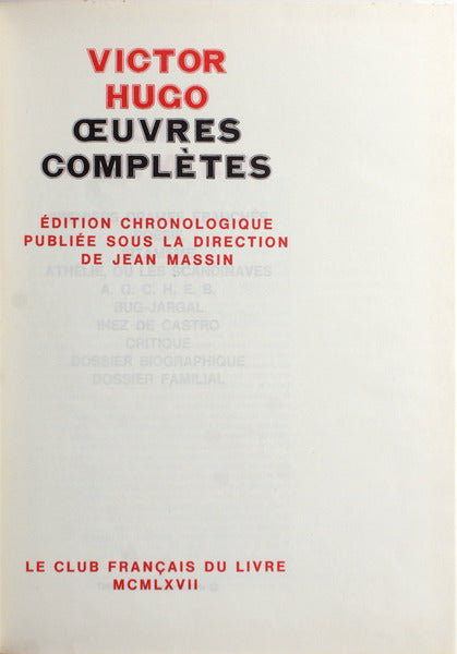 OEUVRES COMPLÃˆTES, Ã‰DITION CHRONOLOGIQUE.