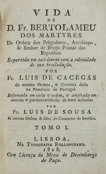 VIDA DE D. Fr. BERTOLOMEU DOS MARTYRES