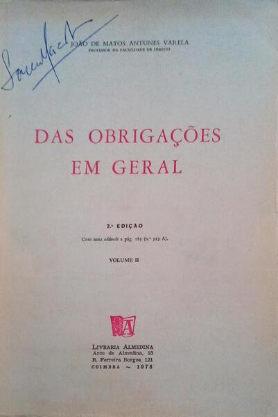 DAS OBRIGAÃ‡Ã•ES EM GERAL. [Volume II/2.Âª EDIÃ‡ÃƒO]