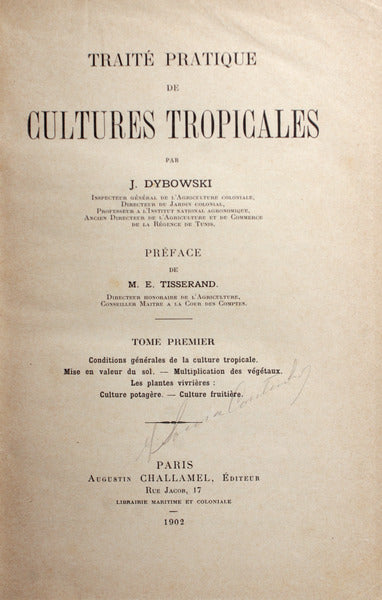 TRAITÃ‰ PRATIQUE DE CULTURES TROPICALES.