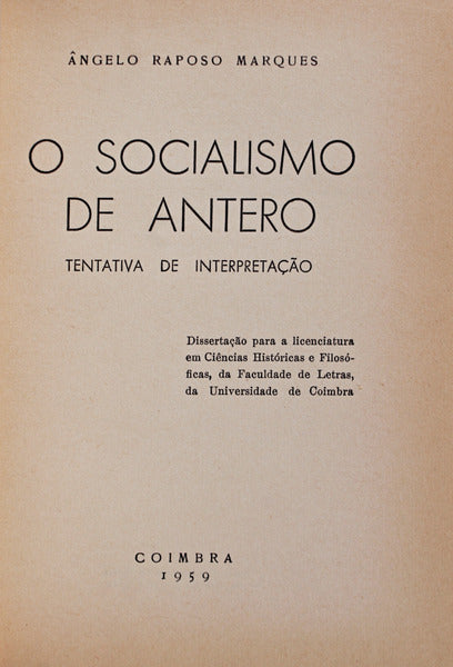 O SOCIALISMO DE ANTERO.