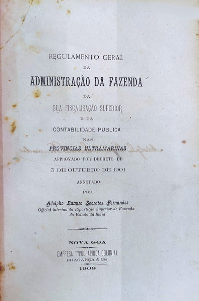 REGULAMENTO GERAL DA ADMINISTRAÃ‡ÃƒO DA FAZENDA,