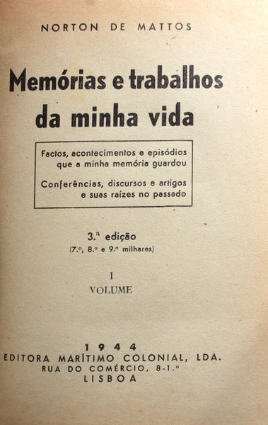 MEMÃ“RIAS E TRABALHOS DA MINHA VIDA.