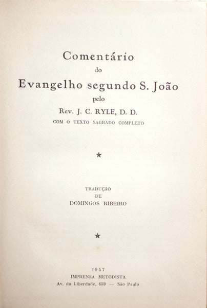 COMENTÃRIO DO ENVANGELHO SEGUNDO S. JOÃƒO.