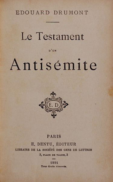 LE TESTAMENT D'UN ANTISÃ‰MITE.