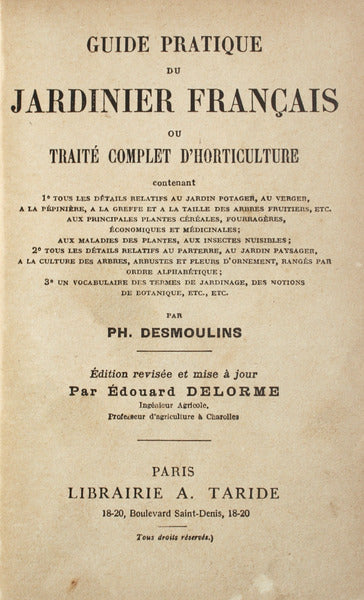 GUIDE PRATIQUE DU JARDINIER FRANÃ‡AIS OU TRAITÃ‰ COMPLET D'HORTICULTURE.