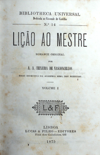 LIÃ‡ÃƒO AO MESTRE. [2 obras]
