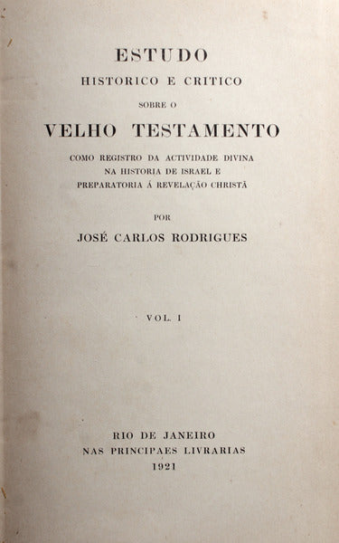 ESTUDO HISTORICO E CRITICO SOBRE O VELHO TESTAMENTO.