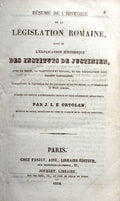RÃ‰SUMÃ‰ DE L'HISTOIRE DE LA LÃ‰GISLATION ROMAINE,