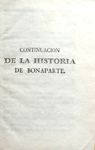 CONTINUACION DE LA HISTORIA DE BONAPARTE.