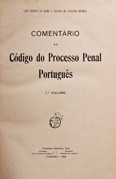 COMENTÃRIO AO CÃ“DIGO DO PROCESSO PENAL PORTUGUÃŠS.