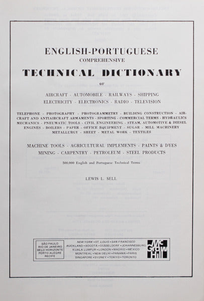 INGLÃŠS-PORTUGUÃŠS. DICIONÃRIO TÃ‰CNICO. / ENGLISH-PORTUGUESE. TECHNICAL DICTIONARY.