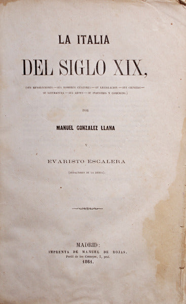 LA ITALIA DEL SIGLO XIX.