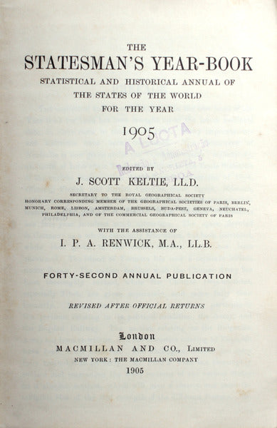 THE STATESMAN'S YEAR-BOOK. 1905.