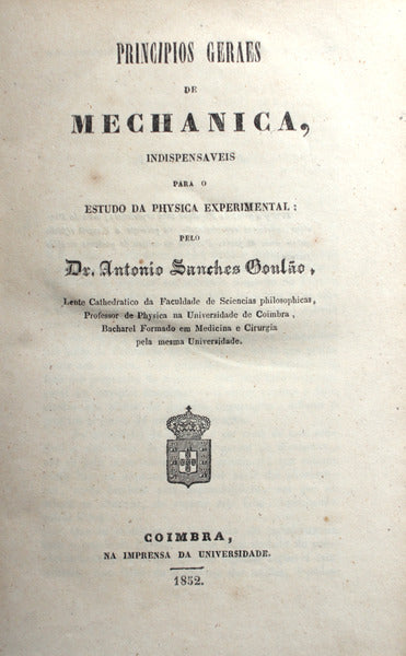 PRINCIPIOS GERAES DE MECHANICA,