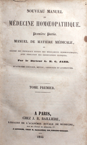 NOVEAU MANUEL DE MÃ‰DECINE HOMÅ’OPATHIQUE.