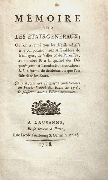 MÃ‰MOIRE SUR LES Ã‰TATS-GÃ‰NÃ‰RAUX.