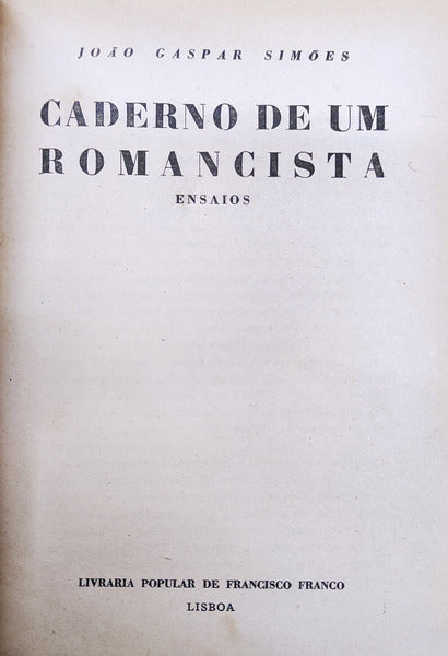 CADERNO DE UM ROMANCISTA.