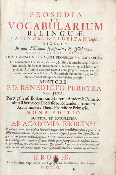 PROSODIA IN VOCABULARIUM BILINGUAE, LATINUM, ET LUSITANUM DIGESTA, [11Âª EDIÃ‡ÃƒO]
