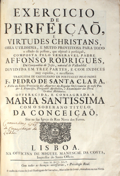 EXERCICIO DE PERFEIÃ‡AÃ•, E VIRTUDES CHRISTANS,