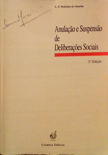 ANULAÃ‡ÃƒO E SUSPENSÃƒO DE DELIBERAÃ‡Ã•ES SOCIAIS.