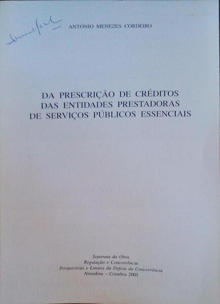DA PRESCRIÃ‡ÃƒO DE CRÃ‰DITOS DAS ENTIDADES PRESTADORAS DE SERVIÃ‡OS PÃšBLICOS ESSENCIAIS.