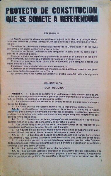 PROYECTO DE CONSTITUCION QUE SE SOMETE A REFERENDUM.