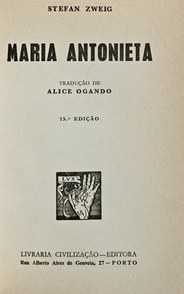 MARIA ANTONIETA. [15.ª edição]