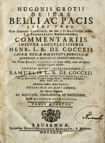 DE JURE BELLI AC PACIS LIBRI TRES. [Volume IV]