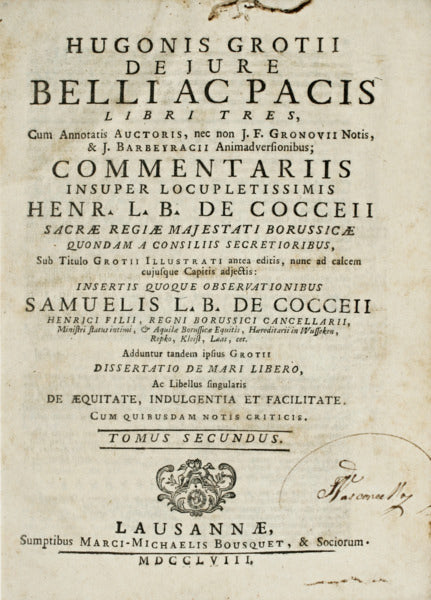 DE JURE BELLI AC PACIS LIBRI TRES. [Volume II]