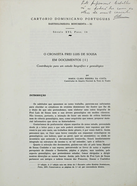 O CRONISTA FREI LUIS DE SOUSA EM DOCUMENTOS [I].