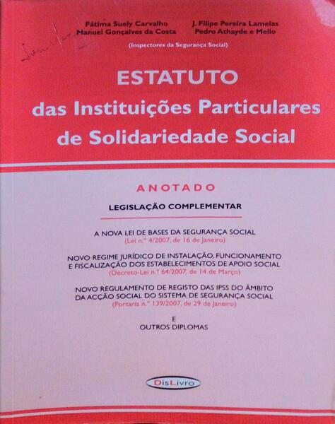 ESTATUTO DAS INSTITUIÃ‡Ã•ES PARTICULARES DE SOLIDARIEDADE SOCIAL.