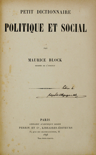 PETIT DICTIONNAIRE POLITIQUE ET SOCIAL.